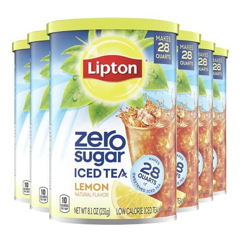 Lipton Zero Sugar Iced Tea Mix, Lemon Low Calorie, 8.1 Ounce Pa...
