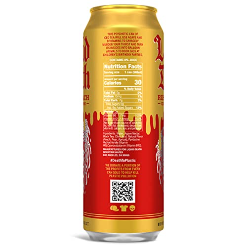 Liquid Death Iced Black Tea, Rest in Peach 19.2 oz King Size Can...