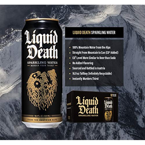 Liquid Death Sparkling Water, 16.9 Oz. Tallboys 12-Pack