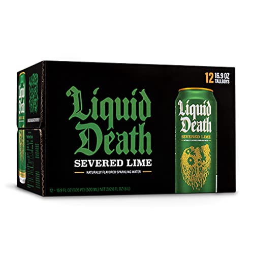 Liquid Death Sparkling Water, Severed Lime 16.9 oz Cans 12-Pack