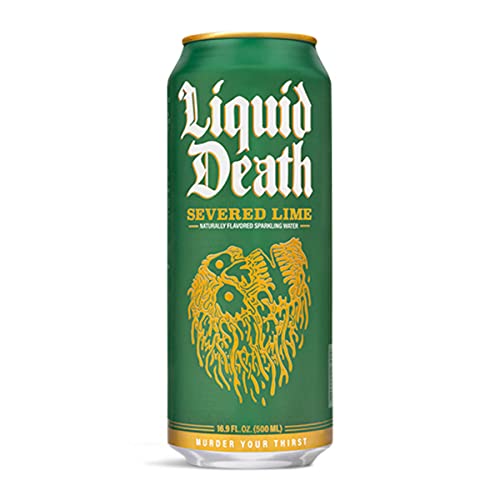 Liquid Death Sparkling Water, Severed Lime 16.9 oz Cans 12-Pack