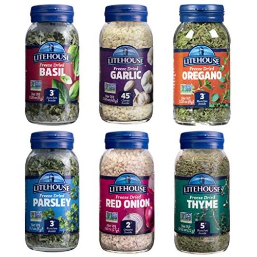 Litehouse Freeze-Dried Herb Variety Gift Set, Basil, Garlic, Or