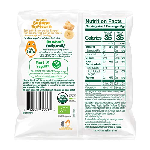 Baby Bellies Organic Softcorn Baby Snack, Banana, Pack Of 7 Indi