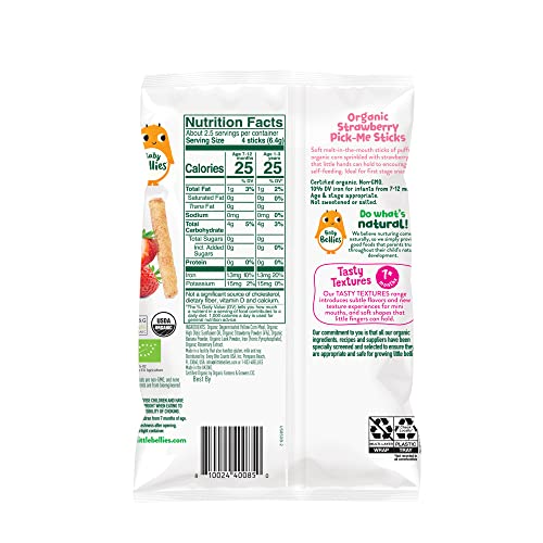 Little Bellies Organic Strawberry Pick-Me Sticks, Baby Snack, P...