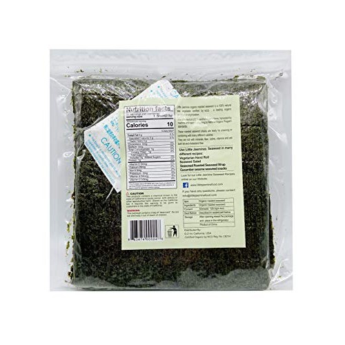 Little Jasmine Usda Organic Premium Grade Roasted Seaweed, 50-Fu