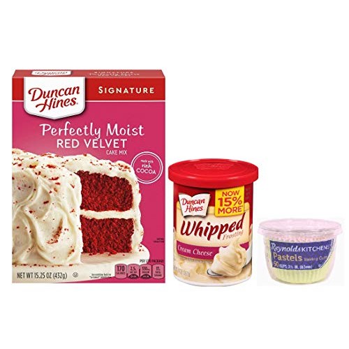 Red Velvet Cake Mix and Whipped Cream Cheese Frosting with 50 Cu...