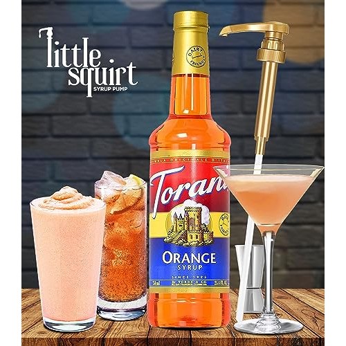 Torani Orange Syrup with Little Squirt Syrup Pump, 750ml 25.4 Ou...