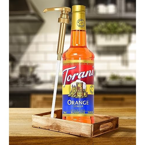 Torani Orange Syrup with Little Squirt Syrup Pump, 750ml 25.4 Ou...