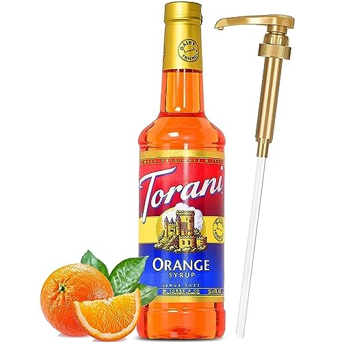 Torani Orange Syrup with Little Squirt Syrup Pump, 750ml 25.4 Ou...