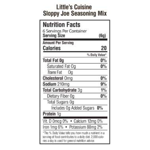 Littles Cuisine Sloppy Joe Seasoning Mix | Non-Gmo, Sugar-Free,