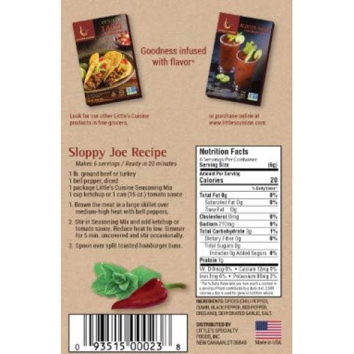Littles Cuisine Sloppy Joe Seasoning Mix | Non-Gmo, Sugar-Free,