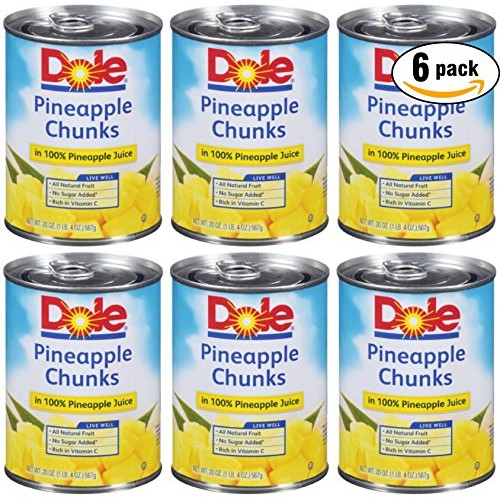 Dole Pineapple Chunks In 100% Pineapple Juice, 20Oz Can Pack Of