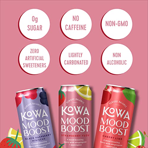 Kowa Mood Boost Sparkling Water Drink, Sugar Free Seltzer, Varie...