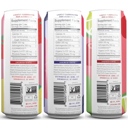 Kowa Mood Boost Sparkling Water Drink, Sugar Free Seltzer, Varie...