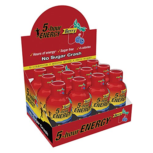 Marjack 500181 Five Hour Energy Drink, 2 Oz, 12/Pk, Berry Flavored