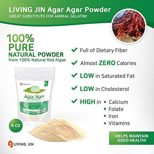 Agar Agar Powder 4Oz, 5-Piece Measuring Spoon Set: Gelatin Subst