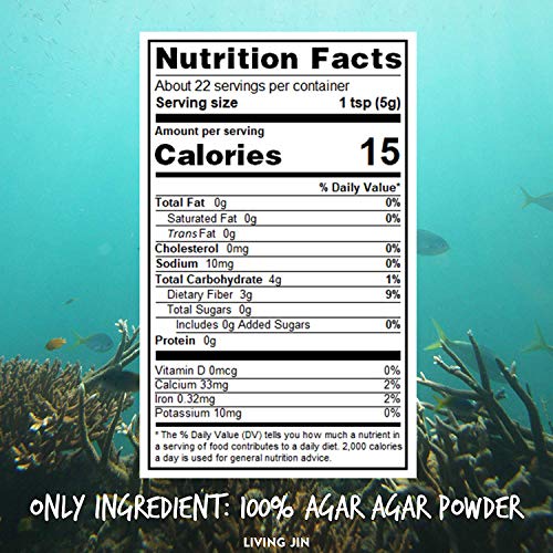 Agar Agar Powder 4Oz, 5-Piece Measuring Spoon Set: Gelatin Subst