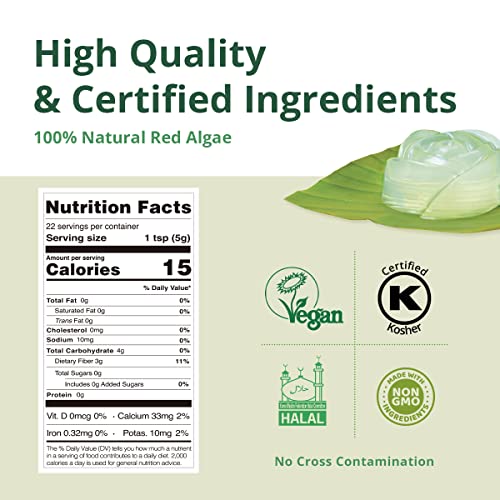 Agar Agar Powder 4Oz : Gelatin Substitute, Vegan, Unflavored, Gu