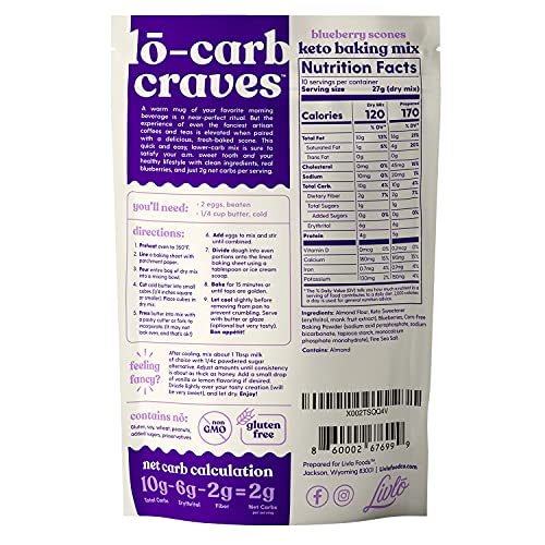 Livlo Blueberry Scone Keto Baking Mix - Low Carb Snack - 2g Net ...