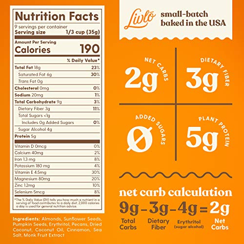 Livlo Foods Keto Nut Granola Cereal - Grain Free &Amp; Gluten Free -