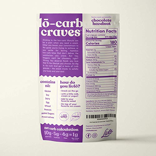 Livlo Keto Granola Cereal - 1G Net Carbs - Grain Free &Amp; Gluten F