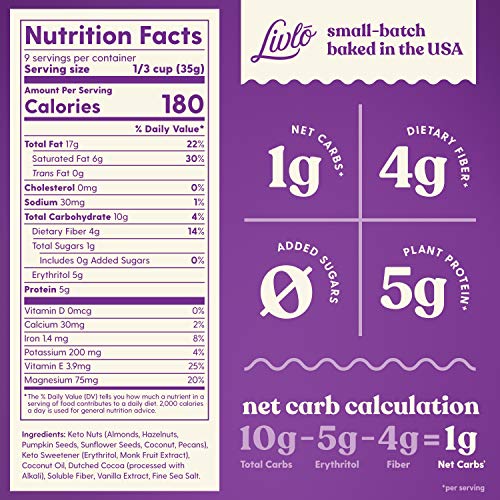 Livlo Keto Granola Cereal - 1G Net Carbs - Grain Free &Amp; Gluten F
