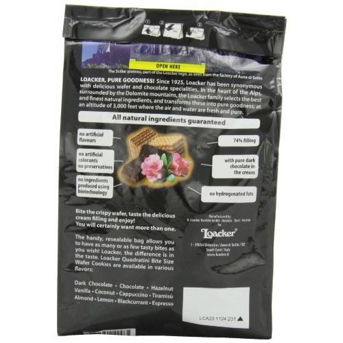 Loacker Quadratini, Bite Size Wafer Cookies, Dark Chocolate, 8.8