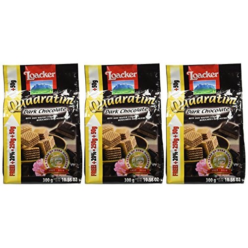 Loacker Quadratini, Bite Size Wafer Cookies, Dark Chocolate, 8.8