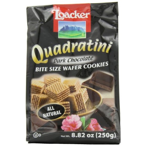 Loacker Quadratini, Bite Size Wafer Cookies, Dark Chocolate, 8.8