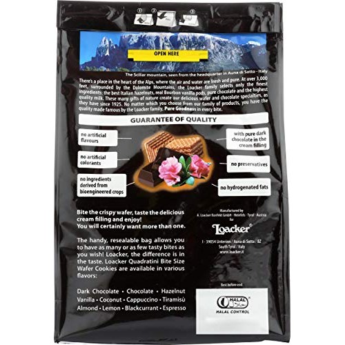 Loacker Quadratini Premium Dark Chocolate Wafer Cookies, 250G/8.