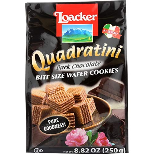 Loacker Quadratini Premium Dark Chocolate Wafer Cookies, 250G/8.