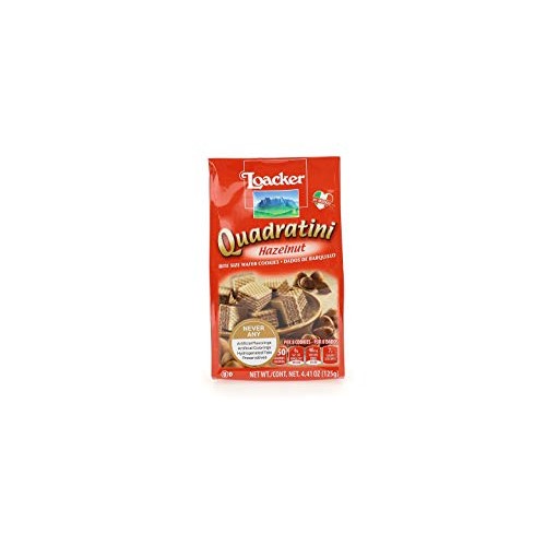 Loacker Quadratini Premium Hazelnut Wafer Cookies, 125G/4.41Oz.,