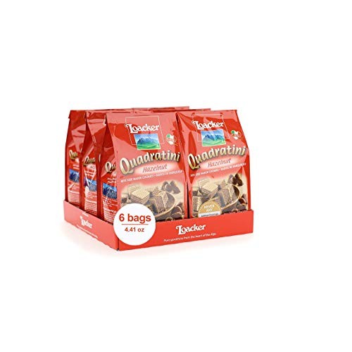 Loacker Quadratini Premium Hazelnut Wafer Cookies, 125G/4.41Oz.,