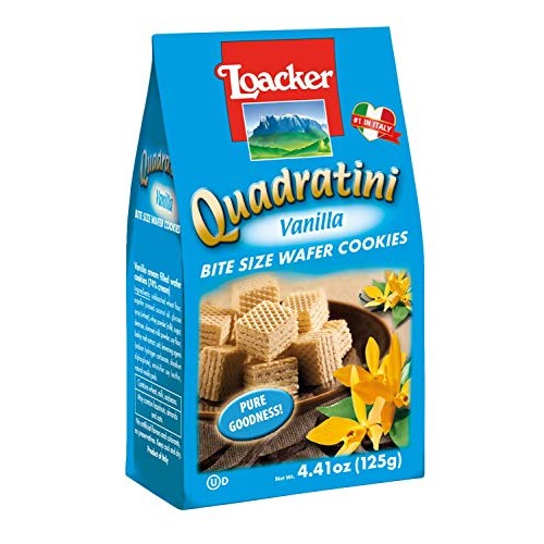 Loacker Quadratini Premium Vanilla Wafer Cookies, 125G/4.41Oz.,