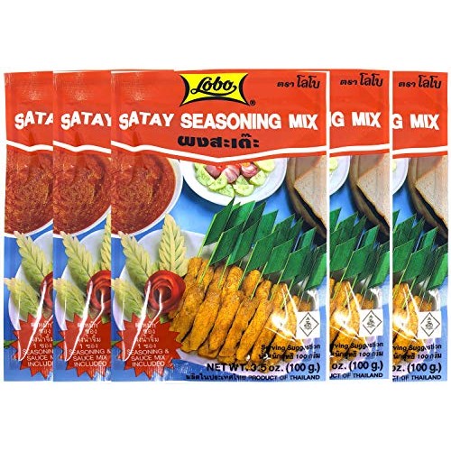 Lobo Brand Thai Satay Mix Peanut Sauce 3.5 Oz Each - 5 Packs