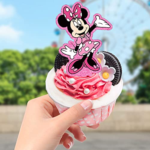 49Pcs Pink Mouse Cake Toppers Cupcake Toppers, 1Pcs Happy Birthd...