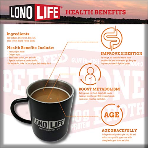 Beef Bone Broth Powder By Lonolife, Grass Fed, 10G Collagen Prot