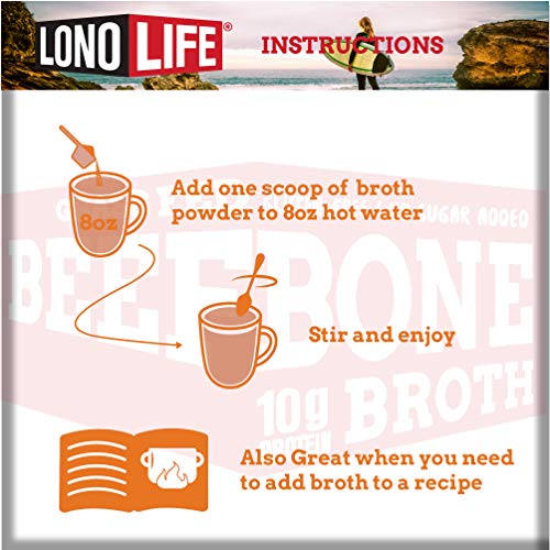 Beef Bone Broth Powder By Lonolife, Grass Fed, 10G Collagen Prot