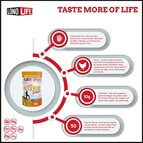 Lonolife Chicken Bone Broth Powder With 10G Protein, Paleo And K