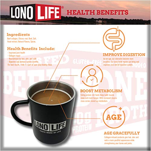 Lonolife Low-Sodium Grass-Fed Beef Bone Broth Powder With 10G Pr