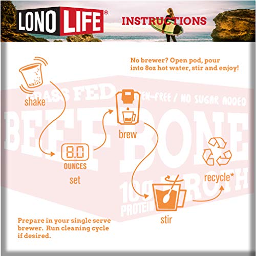 Lonolife Low-Sodium Grass-Fed Beef Bone Broth Powder With 10G Pr