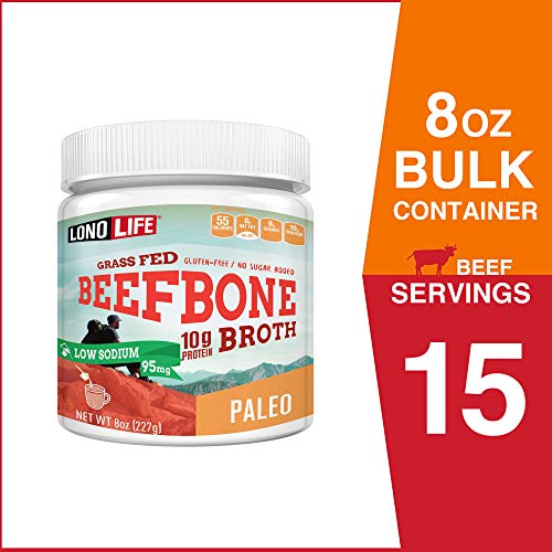 Lonolife Low-Sodium Grass-Fed Beef Bone Broth Powder With 10G Pr