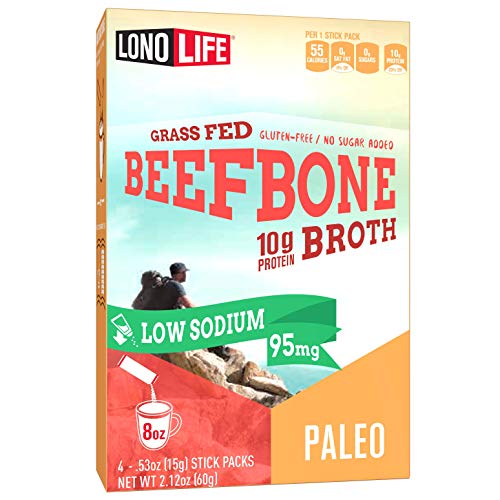 Lonolife Low-Sodium Grass-Fed Beef Bone Broth Powder With 10G Pr