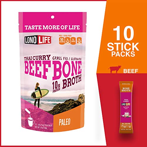 Lonolife Thai Curry Beef Bone Broth Powder With 10G Protein, Pal