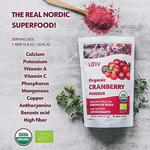 Loov Organic Wild Cranberry Powder, 100% Whole Organic Cranberry