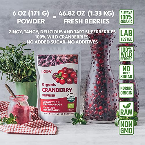 Loov Organic Wild Cranberry Powder, 100% Whole Organic Cranberry