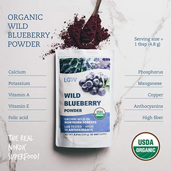 Organic Wild Blueberry Powder, Wild-Crafted from Nordic Forests,...