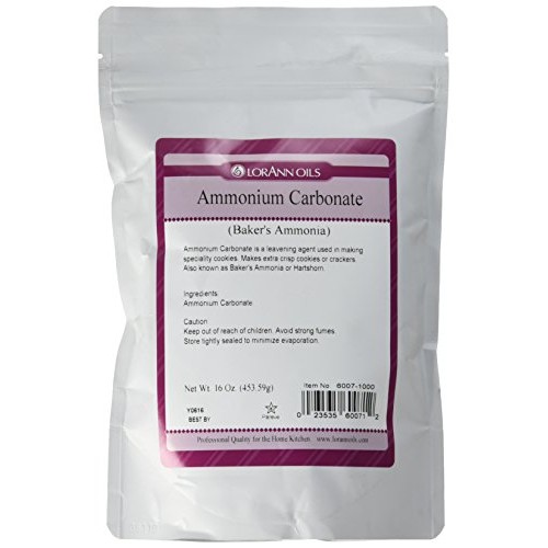 Lorann Oils Ammonium Carbonate Bakers Ammonia Powder, 16 Ounces
