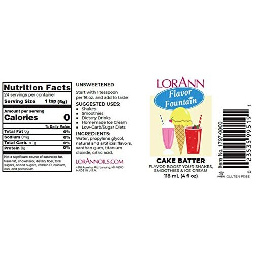Lorann Cake Batter White Flavor Fountain, 4 Oz Bottle