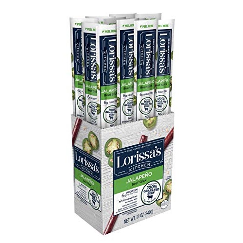 Lorissa’S Kitchen Grass Fed Beef Sticks, Jalapeño, 1 Oz., Pack O